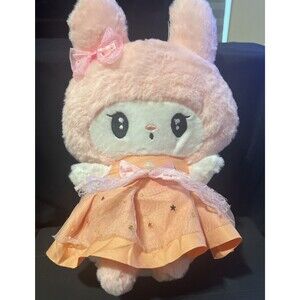 Sanrio My Melody Pink Fuzzy Plush Toy No Tags Ribbons And Sparkling Dress